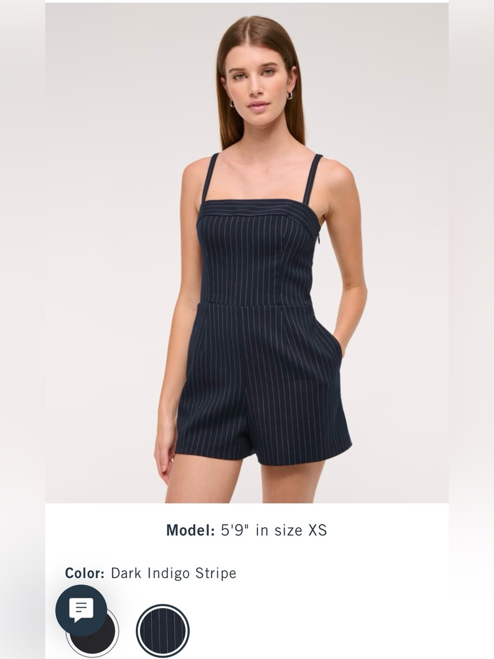 Abercrombie & Fitch Dark Indigo Pinstripe Romper